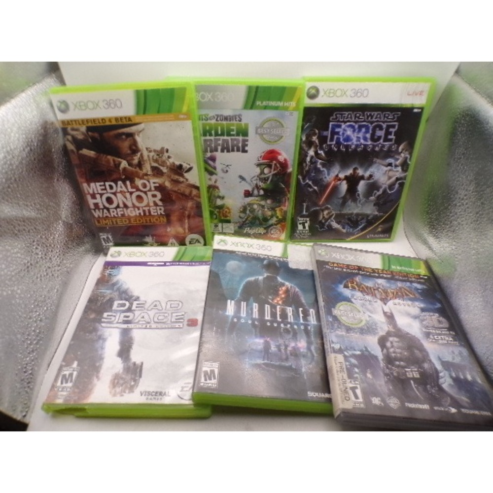 Xbox 360 Game Lot 6 Games Batman Dead Space Star War Medal of Honor PvZ Murdered